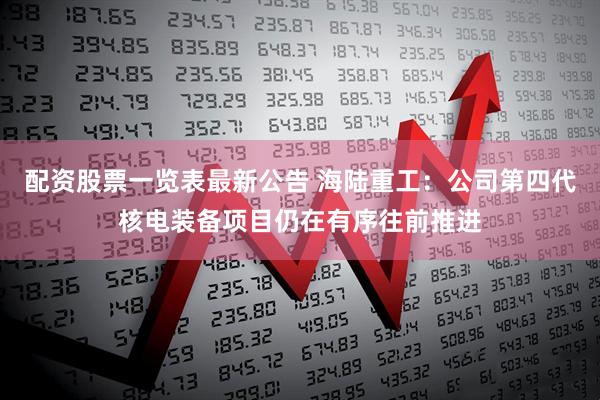 配资股票一览表最新公告 海陆重工：公司第四代核电装备项目仍在有序往前推进