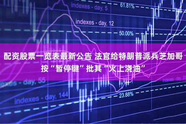 配资股票一览表最新公告 法官给特朗普派兵芝加哥按“暂停键”　批其“火上浇油”